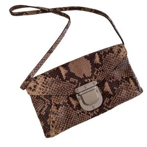MICHAEL Michael Kors Snakeskin Shoulder/Clutch Bag, Silver Clasp, Leather, EUC